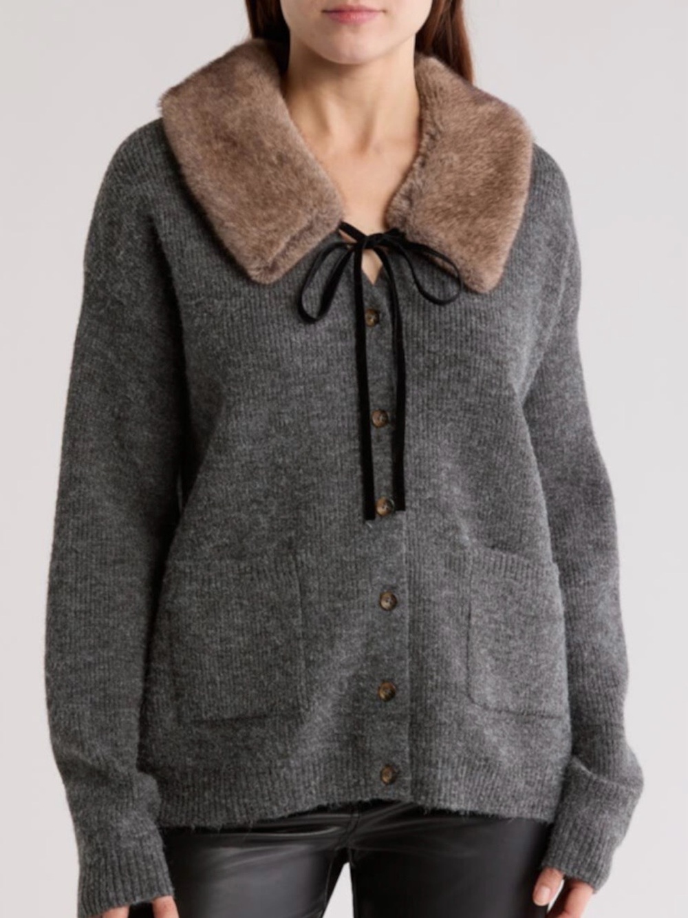 WAYF Gray Button Up Sweater
